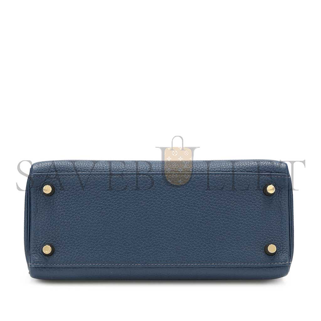 HERMÈS MASTER BLUE TOGO RETOURNE KELLY 25 GOLD HARDWARE (25*17*7cm)